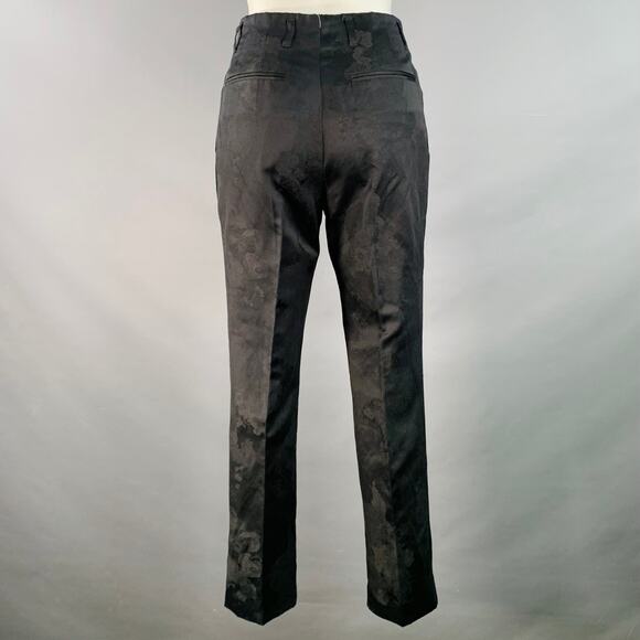 DRIES VAN NOTEN Size 2 Black Cotton Linen Floral Embroidered Dress Pants - Picture 3 of 6